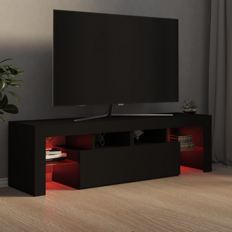 Szafka pod TV z oświetleniem LED, czarna, 140x36,5x40 cm