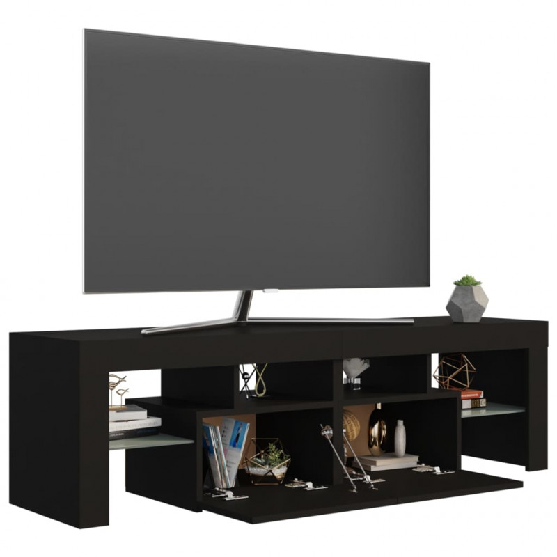Szafka pod TV z oświetleniem LED, czarna, 140x36,5x40 cm