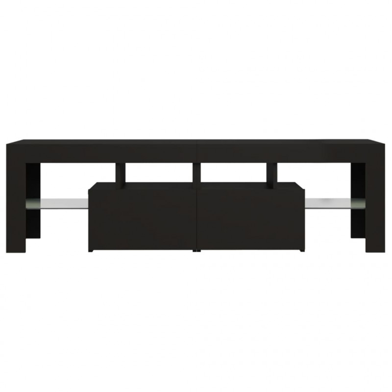 Szafka pod TV z oświetleniem LED, czarna, 140x36,5x40 cm