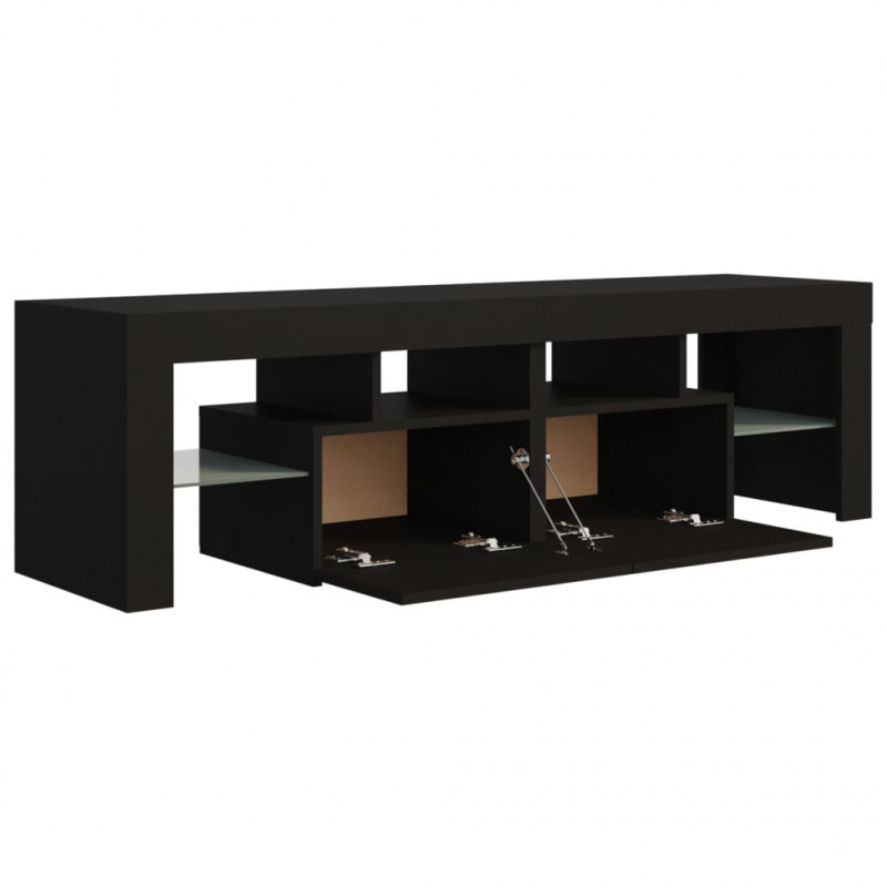 Szafka pod TV z oświetleniem LED, czarna, 140x36,5x40 cm