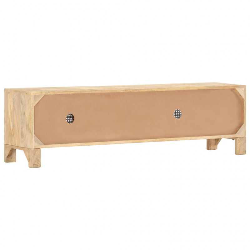 Szafka pod TV, 140x30x40 cm, drewno mango i naturalna trzcina