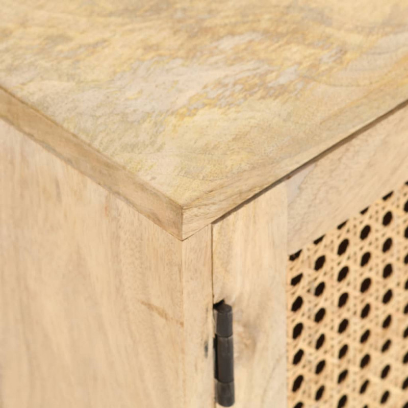 Szafka pod TV, 140x30x40 cm, drewno mango i naturalna trzcina