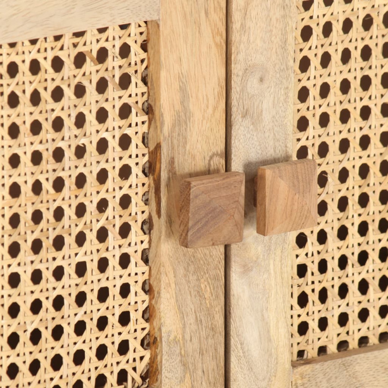 Szafka pod TV, 140x30x40 cm, drewno mango i naturalna trzcina