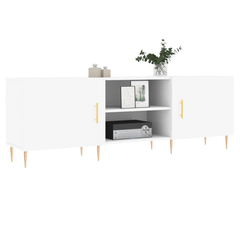 Szafka pod TV, biała, 150x30x50 cm, materiał drewnopochodny