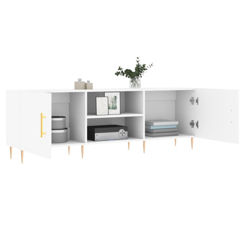 Szafka pod TV, biała, 150x30x50 cm, materiał drewnopochodny