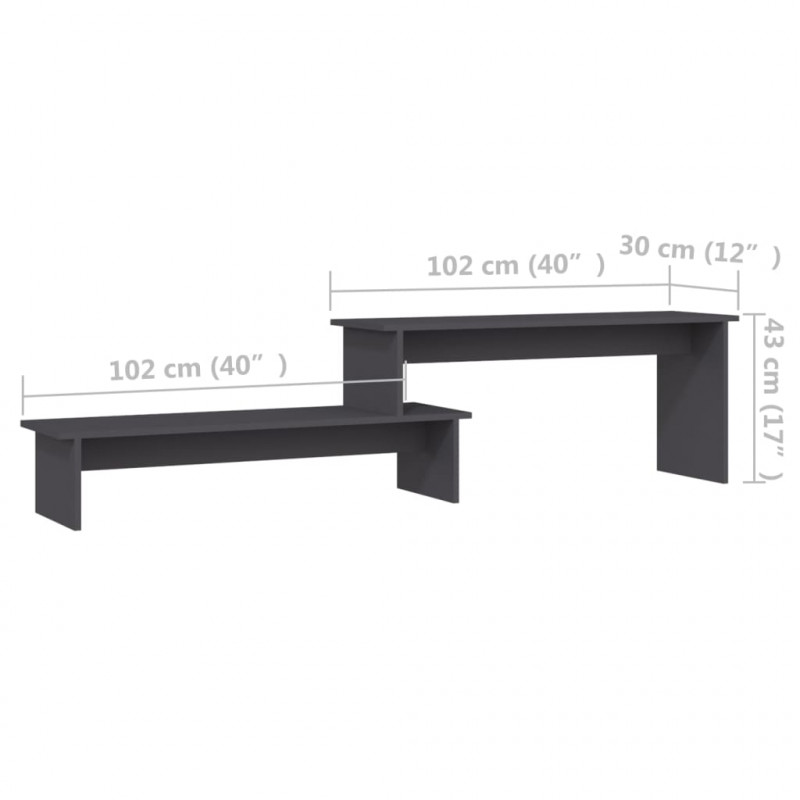 Szafka pod TV, szara, 180x30x43 cm, materiał drewnopochodny