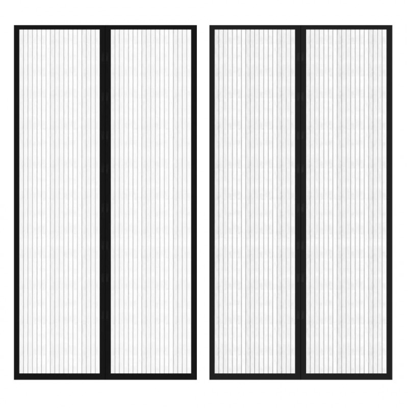 Moskitiery na drzwi, 210 x 100 cm, 2 szt., z magnesem, czarne