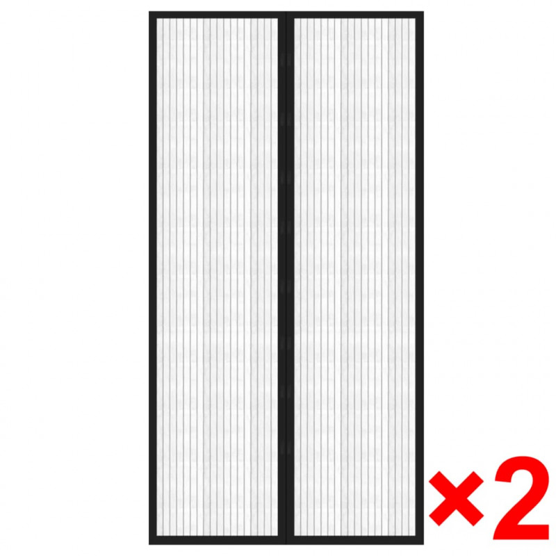 Moskitiery na drzwi, 210 x 100 cm, 2 szt., z magnesem, czarne