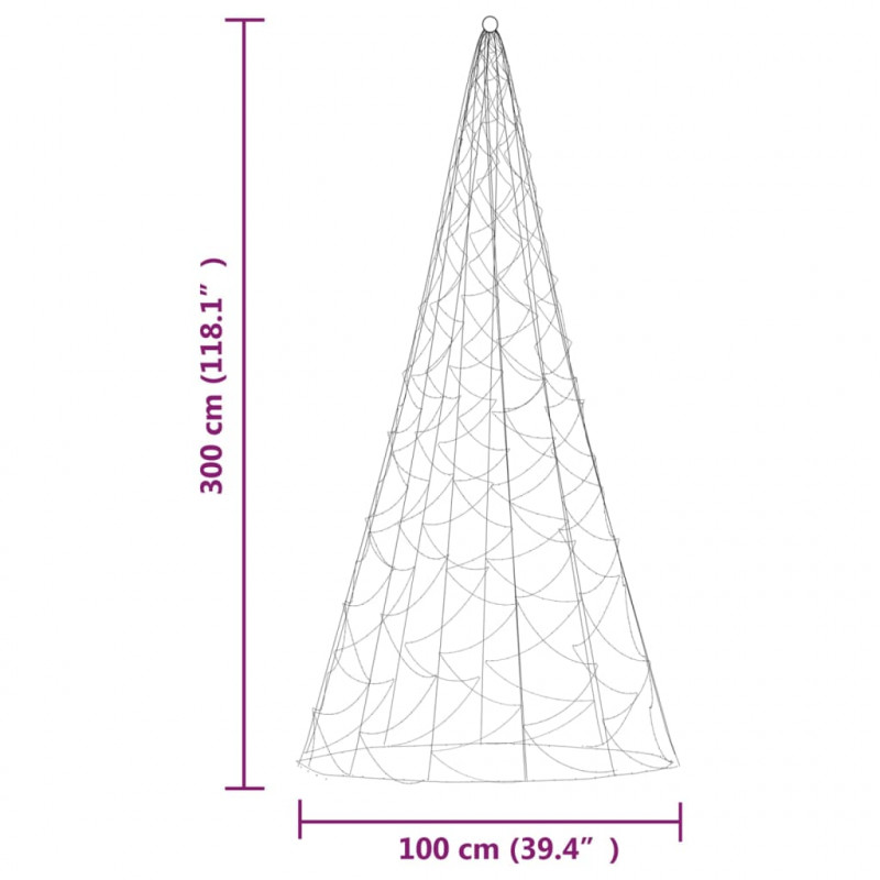 Choinka do montażu na maszcie, 500 ciepłych białych LED, 300 cm