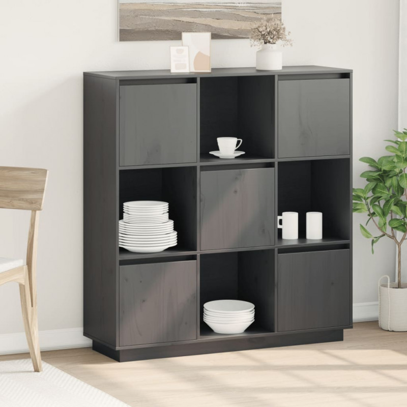 Szafka, szara, 110,5x35x117 cm, lite drewno sosnowe