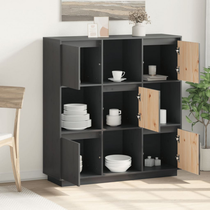 Szafka, szara, 110,5x35x117 cm, lite drewno sosnowe