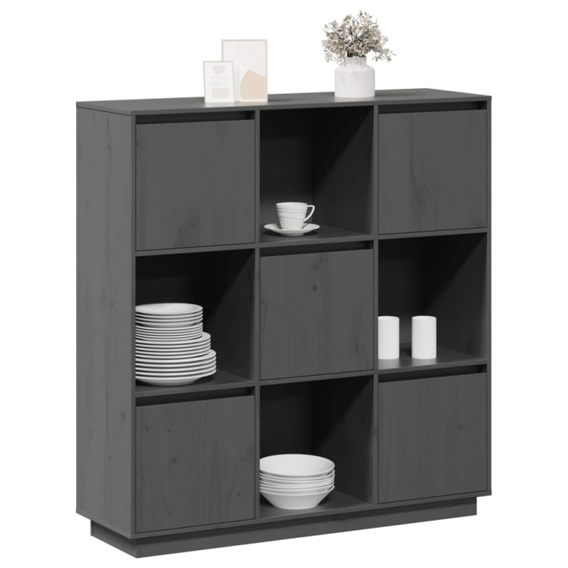 Szafka, szara, 110,5x35x117 cm, lite drewno sosnowe