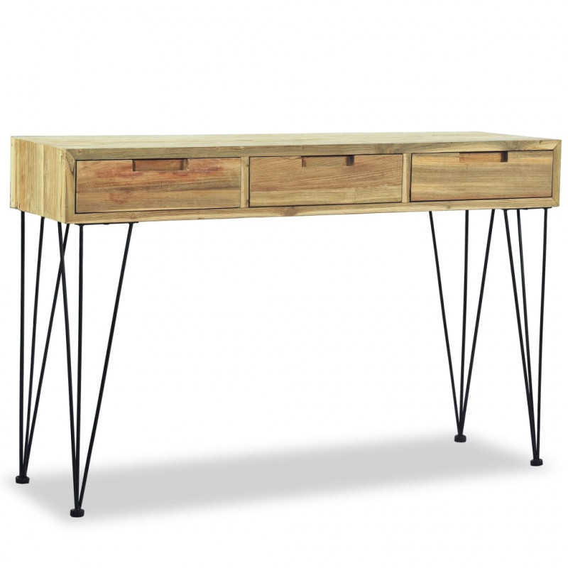 Stolik konsola, 120 x 35 x 76 cm, lite drewno tekowe