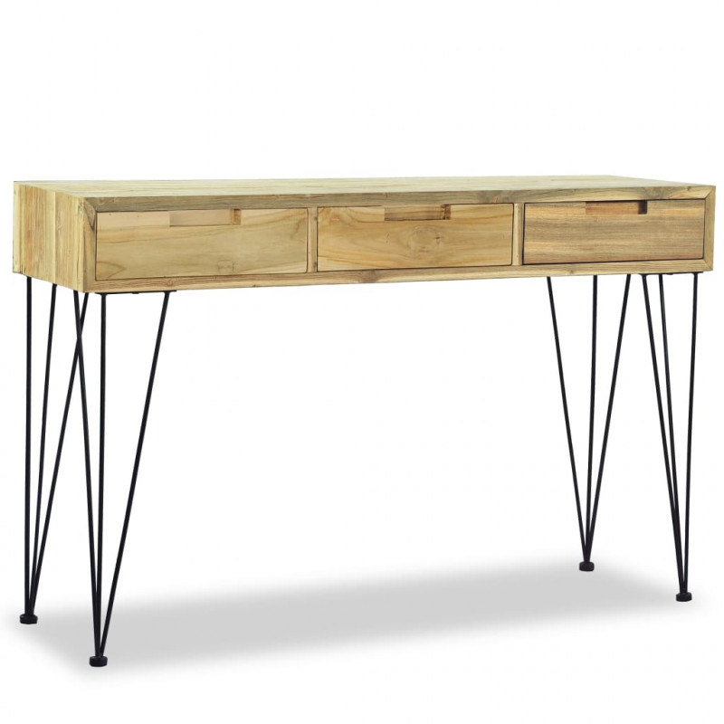 Stolik konsola, 120 x 35 x 76 cm, lite drewno tekowe