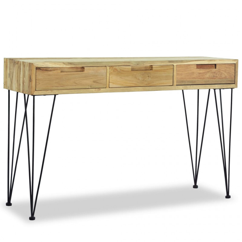 Stolik konsola, 120 x 35 x 76 cm, lite drewno tekowe