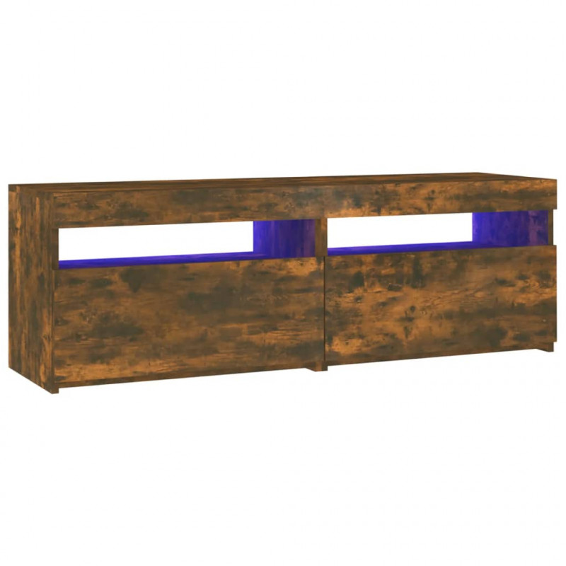 Szafka pod TV z oświetleniem LED, przydymiony dąb, 120x35x40 cm