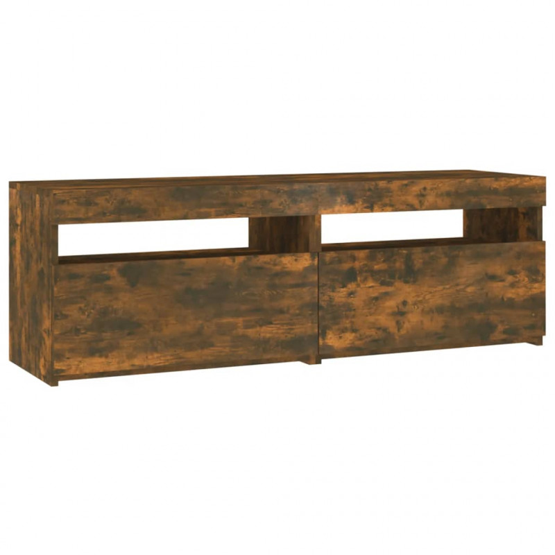 Szafka pod TV z oświetleniem LED, przydymiony dąb, 120x35x40 cm