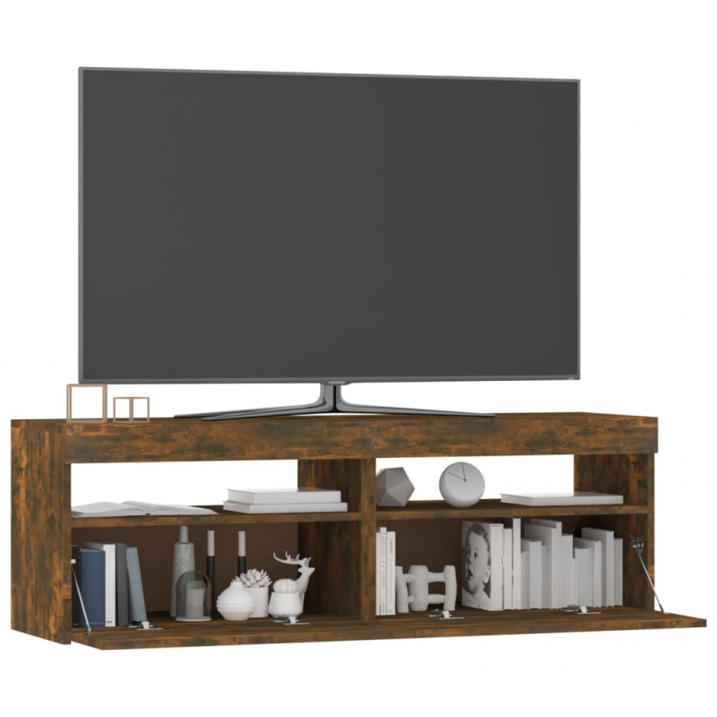 Szafka pod TV z oświetleniem LED, przydymiony dąb, 120x35x40 cm
