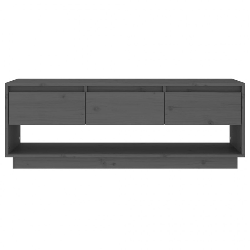Szafka pod telewizor, szara 110,5x34x40 cm, lite drewno sosnowe