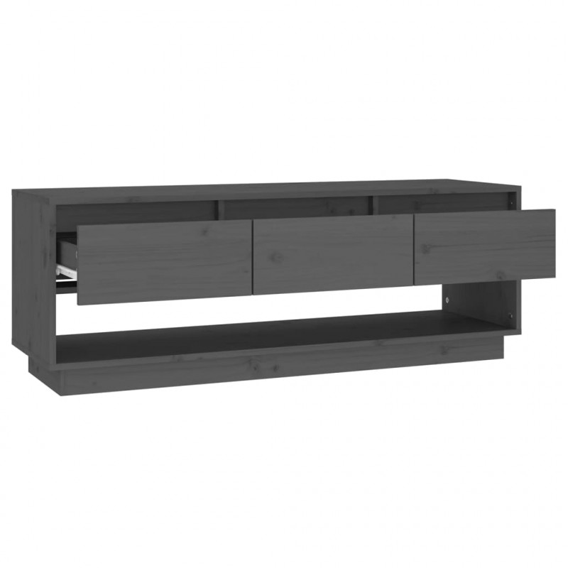 Szafka pod telewizor, szara 110,5x34x40 cm, lite drewno sosnowe