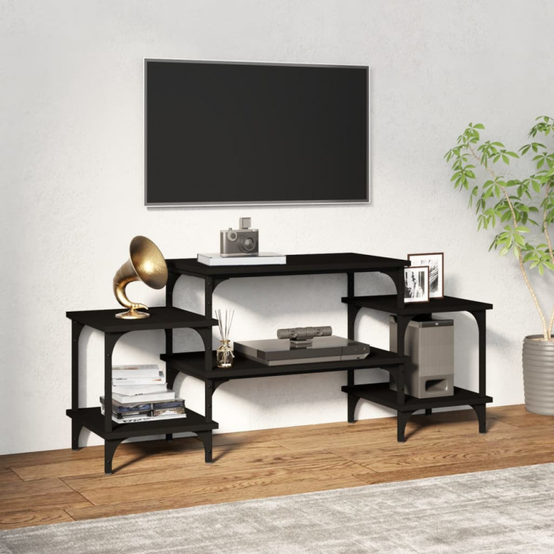 Szafka pod TV, czarna, 117x35x52 cm, materiał drewnopochodny