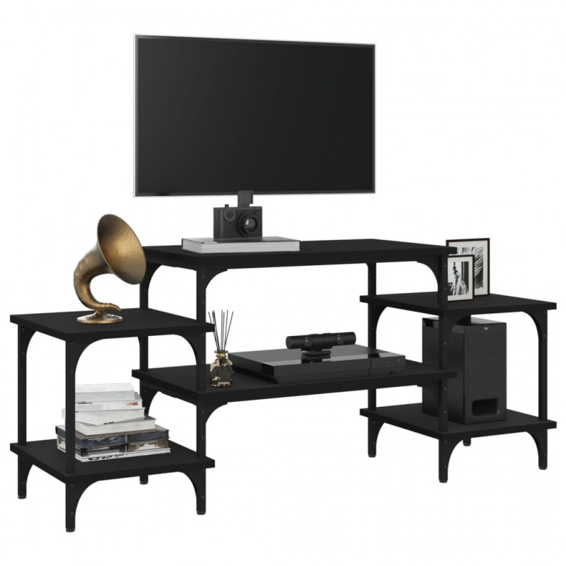 Szafka pod TV, czarna, 117x35x52 cm, materiał drewnopochodny
