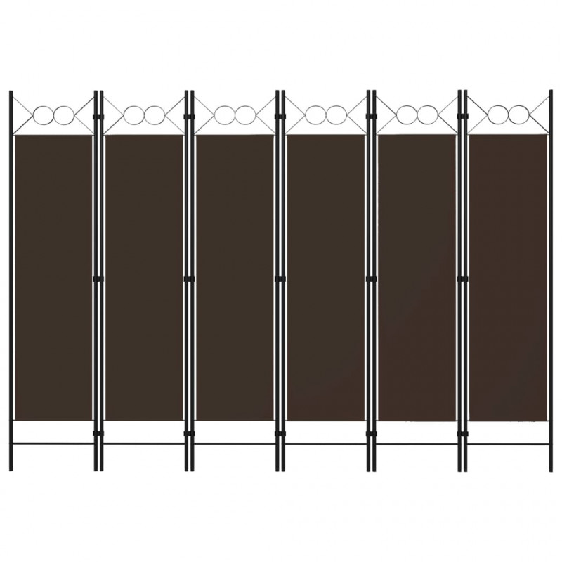 Parawan 6-panelowy, brązowy, 240 x 180 cm