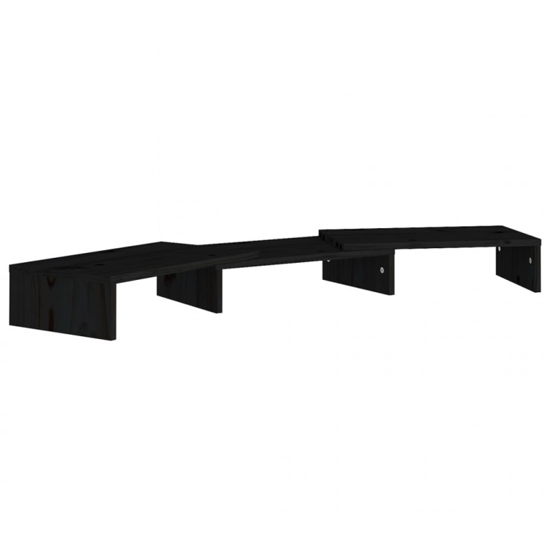 Podstawka na monitor, czarna 80x24x10,5 cm, lite drewno sosnowe