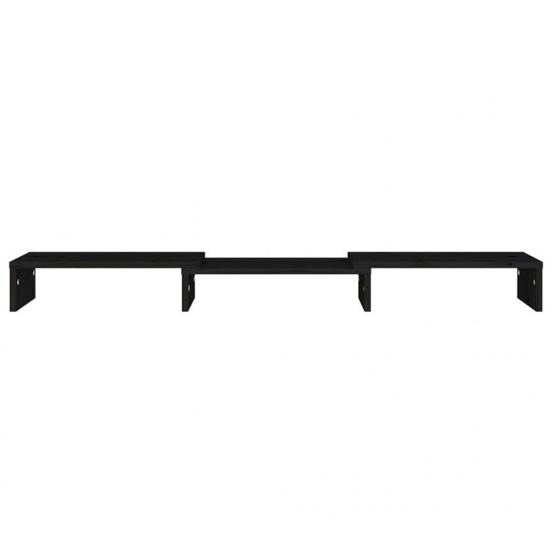 Podstawka na monitor, czarna 80x24x10,5 cm, lite drewno sosnowe