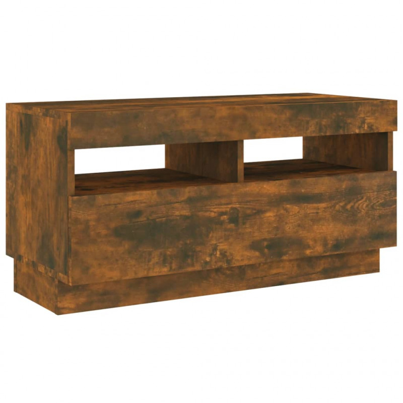 Szafka pod TV z oświetleniem LED, przydymiony dąb, 80x35x40 cm