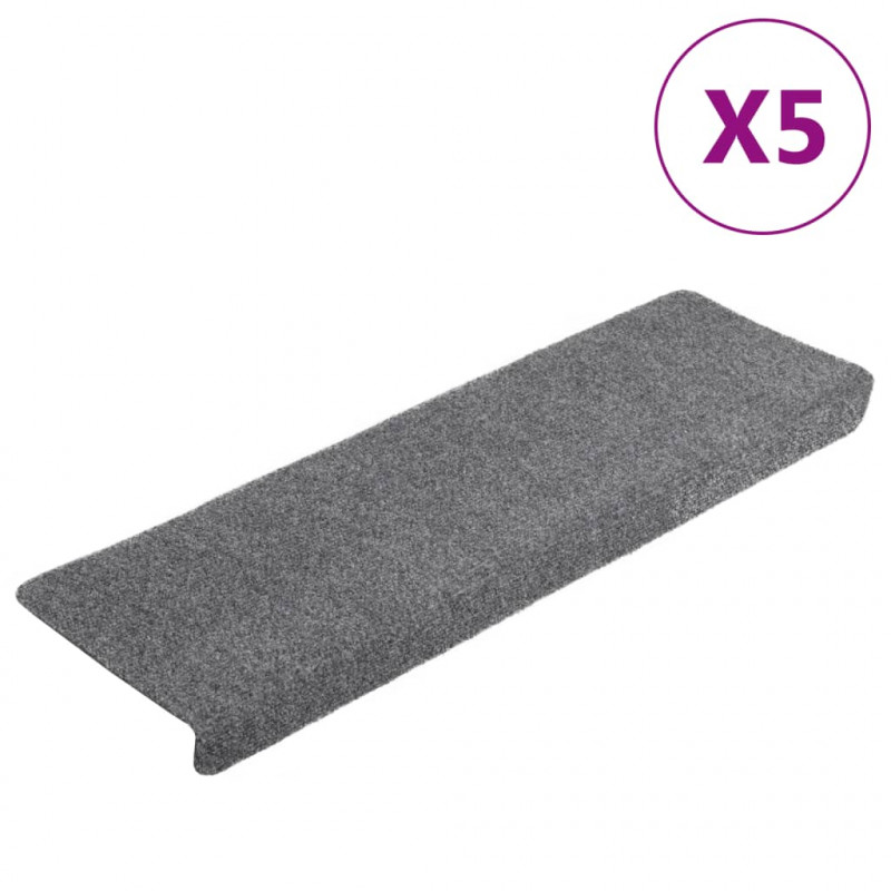 Nakładki na schody, 5 szt., jasnoszare, 65x21x4 cm