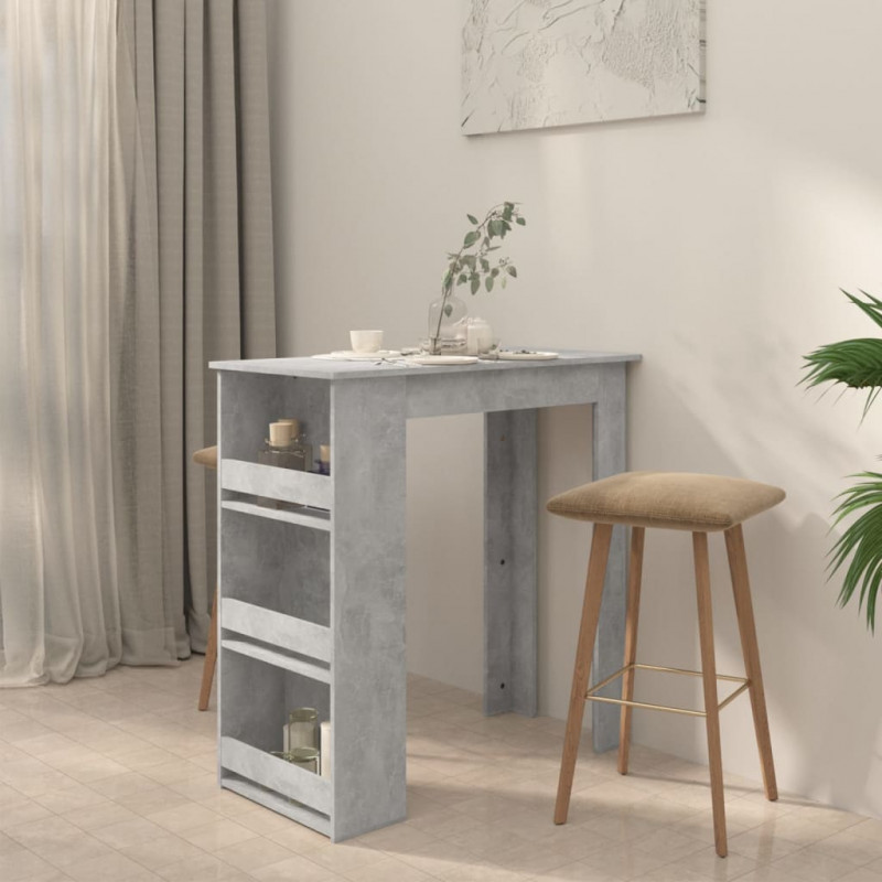 Stolik barowy ze schowkiem, szarość betonu, 102x50x103,5 cm,