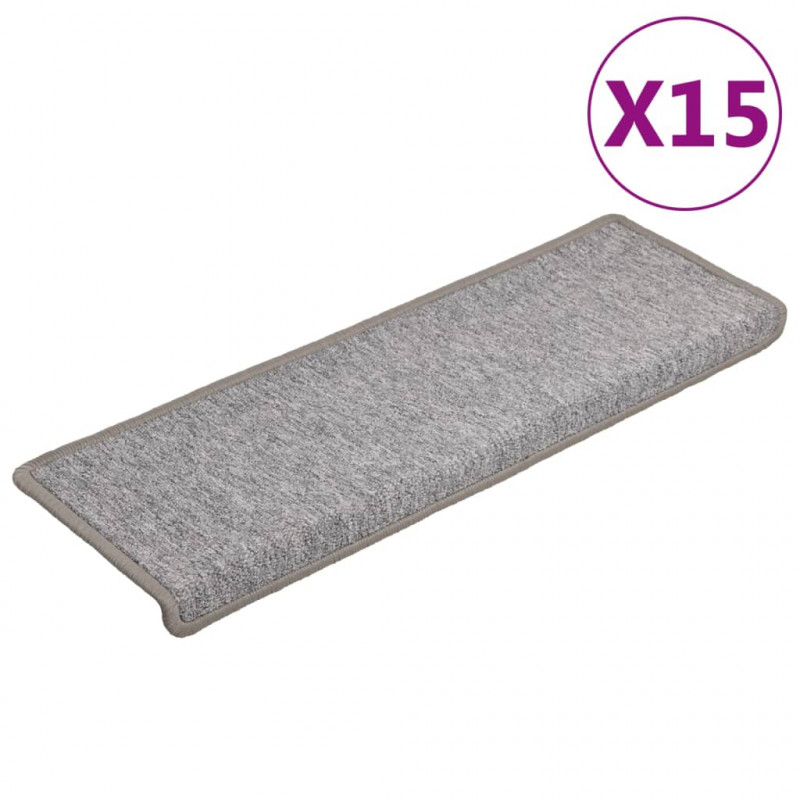 Nakładki na schody, 15 szt., 65x21x4 cm, jasnoszare