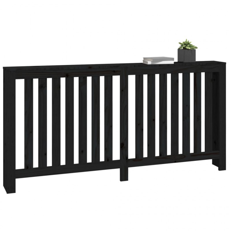 Osłona grzejnika, czarna, 169x19x84 cm, lite drewno sosnowe