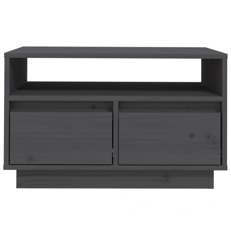 Szafka pod telewizor, szara, 60x35x37 cm, lite drewno sosnowe