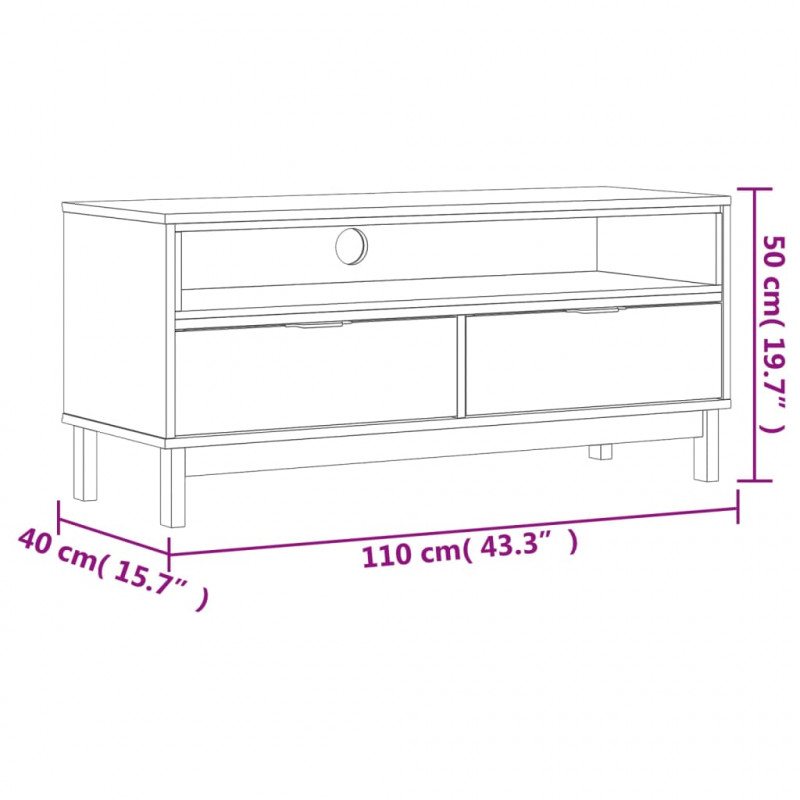 Szafka pod TV FLAM, 110x40x50 cm, lite drewno sosnowe