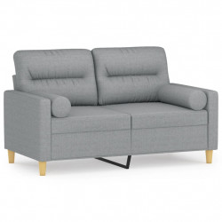 2-osobowa sofa z poduszkami, jasnoszara, 120 cm, tkanina