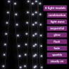 Kurtyna lampek, 3x3m, 300 zimnych białych LED, 8 funkcji
