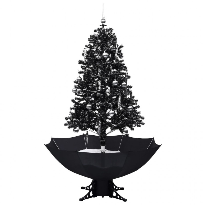 Choinka sypiąca śniegiem, podstawa parasolowa, czarna, 170 cm