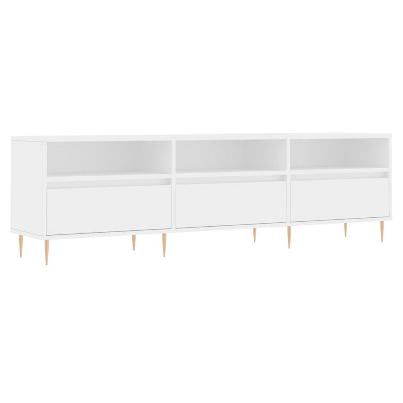Szafka pod TV, biała, 150x30x44,5 cm, materiał drewnopochodny