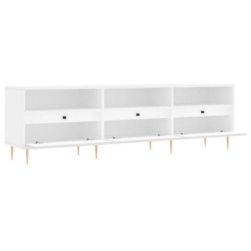 Szafka pod TV, biała, 150x30x44,5 cm, materiał drewnopochodny