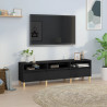 Szafka pod TV, czarna, 150x30x44,5 cm, materiał drewnopochodny