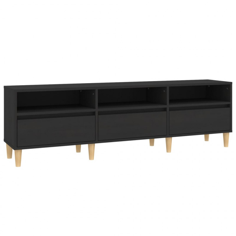 Szafka pod TV, czarna, 150x30x44,5 cm, materiał drewnopochodny