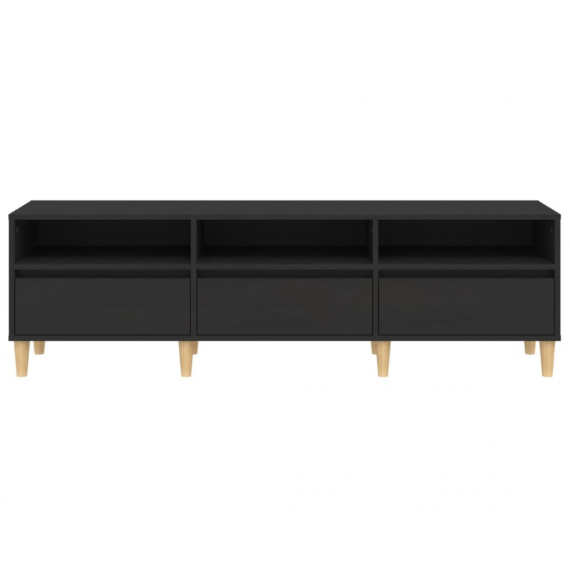Szafka pod TV, czarna, 150x30x44,5 cm, materiał drewnopochodny
