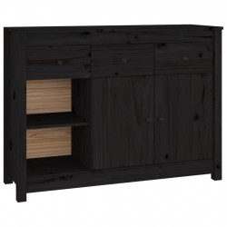 Szafka, czarna, 100x35x74 cm, lite drewno sosnowe