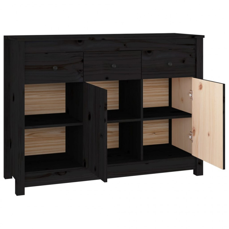 Szafka, czarna, 100x35x74 cm, lite drewno sosnowe