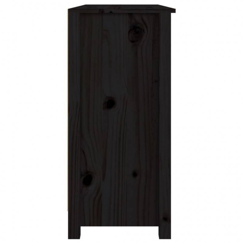 Szafka, czarna, 100x35x74 cm, lite drewno sosnowe