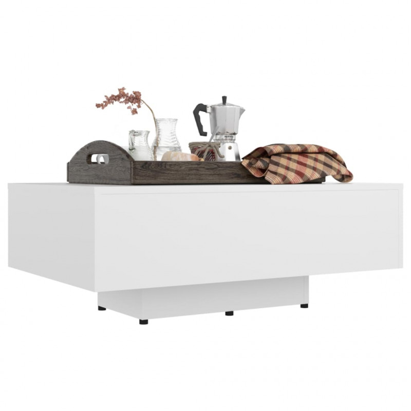 Stolik kawowy, biały, 85x55x31 cm, materiał drewnopochodny
