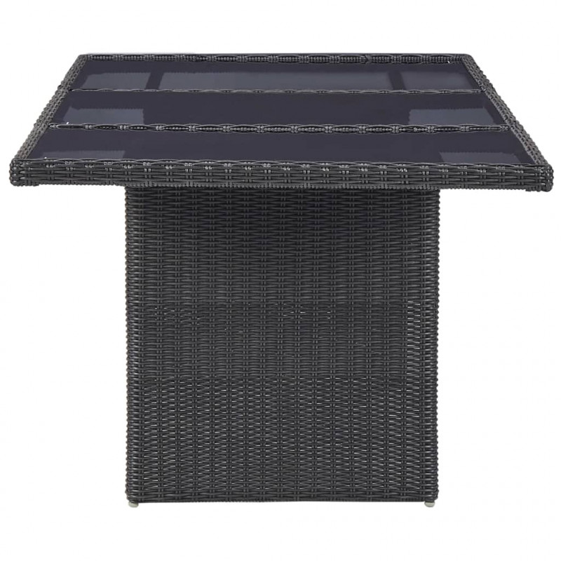 Stół ogrodowy, czarny, 200x100x74 cm, szkło i rattan PE