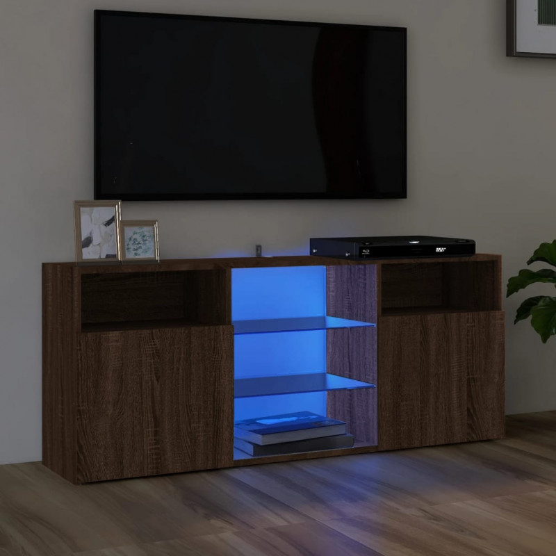 Szafka TV z oświetleniem LED, brązowy dąb, 120x30x50 cm